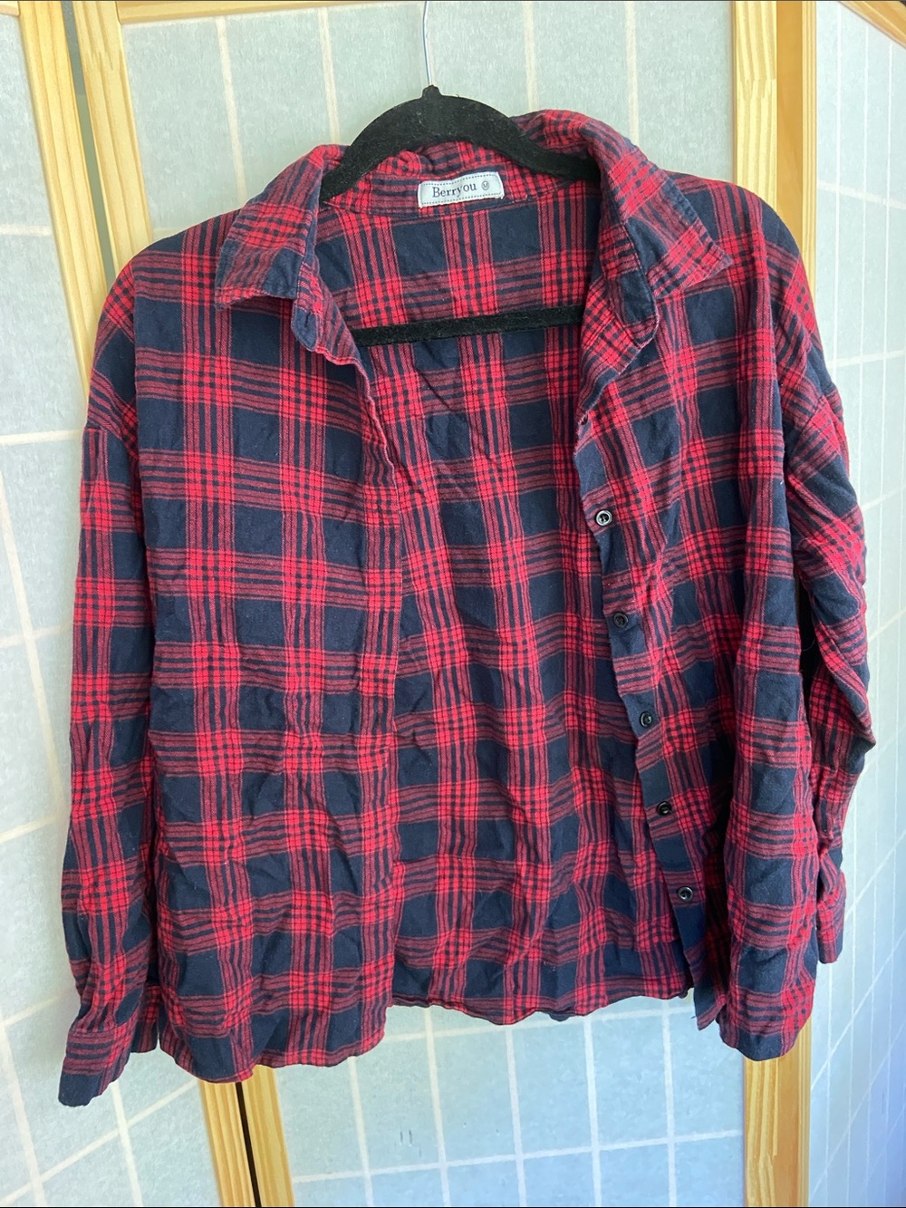 Berryou Black/Red Flannel Top (M)